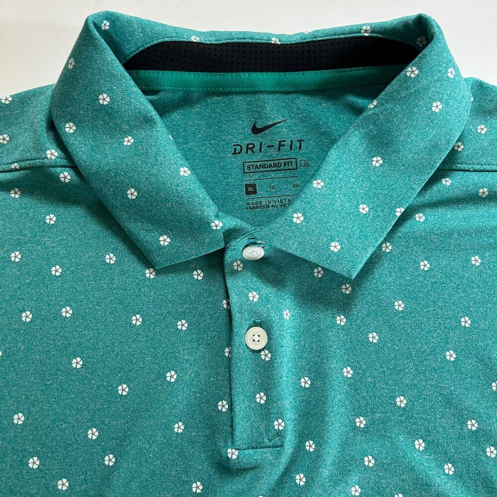 Nike Golf Dri-FIT Polo Green Augusta Inspired Print Teal White